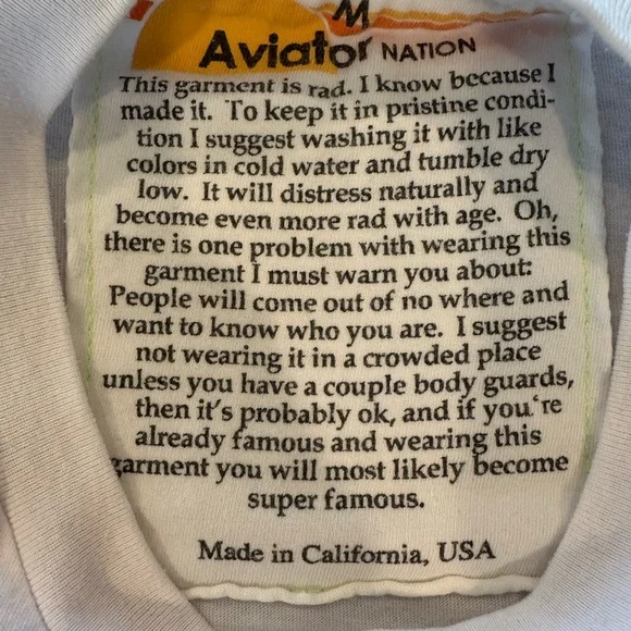 Aviator Nation cropped White Tee with Black Lightning Bolt - Picture 2 of 4